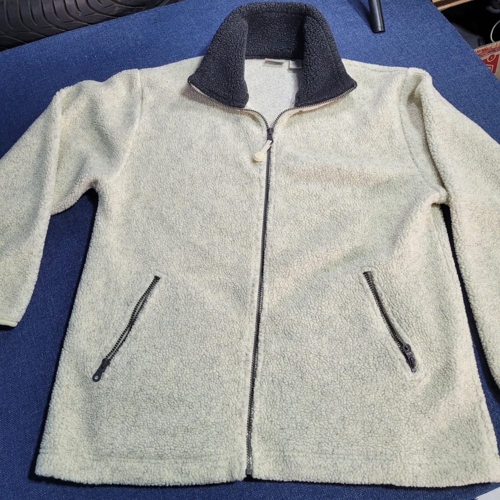 Fieldmaster Cream Sherpa Fleece Zip Up Jacket Cozy Warm Size M Vintage Sears